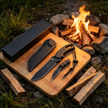 Multi-functional camping outdoor knife, twin-star structure travel knife, 1095 high-carbon steel utility knife