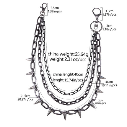Hip Hop Punk Rock Metal Pants Waist Chain Men Women Key Chain Trousers Chain Wallet Keychain Jeans Unisex Hip-hop Jewelry Gift