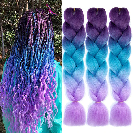 Synthetic African Braided Ombre Braiding Hair Braid Hair Extensions 3Pcs Pre Stretched High Temperature Crochet Braiding Hair
