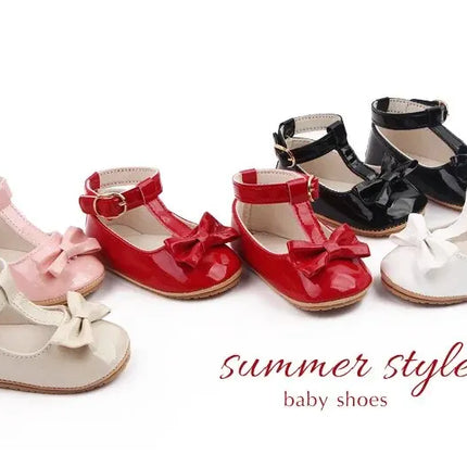 Meckior 2024 New Baby Girls Shoes Princess Choreography Cute Bow PU Anti-slip Soft Rubber Bottom First Walker Toddler Crib Shoes