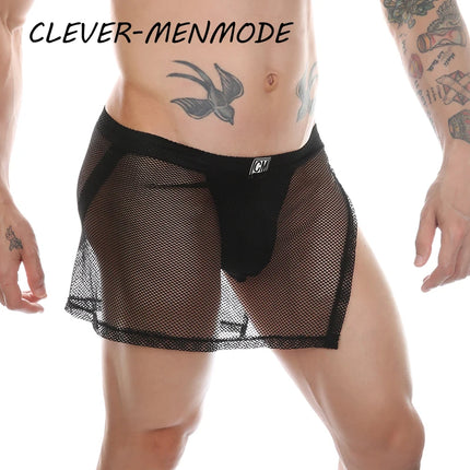 Mesh Hollow Sides Open Mini Panties See-Through Transparent Hip-Baring Thong Open Crotch Dress Bdsm Fetish Adult Erotic Costumes