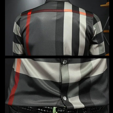 Fashionable Long Sleeve Slim Fit Men's Shirt Trendy Korean Style Checkered Casual Shirt for Spring And Autumn in Mainland China