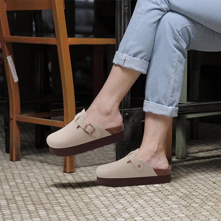 Kidmi New Women Clogs Men Clogs Suede Slippers Fashion Cork Footbed Leather Slippers Classic Mules Soft Antiskid House Slippers