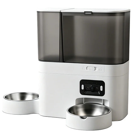 Large-capacity two-in-one smart pet feeder and water dispenser combination with dual-band WiFi camera APP  remote scheduled feed