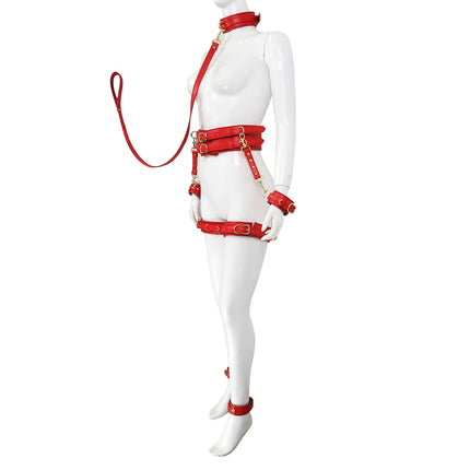 Puppy play SM Bondage Kit Collar, Waistband, Wrist cuffs, Ankle brace, Thigh cuff,  Adult Games Restraints Handcuffs Sex Toys