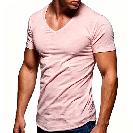 Men 100% Cotton T Shirt Casual Soft Fitness Tops Summer Thin Tee Home Clothing V-Neck Short Sleeve Black White T-Shirt for Men