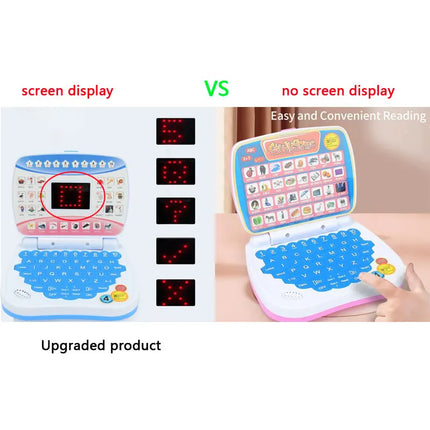 English Learning Small Laptop Toy for Kids 2-3 Years. Boys and Girls Computer for Aphabet ABC.Numbers.Words.Spelling.Maths.Music