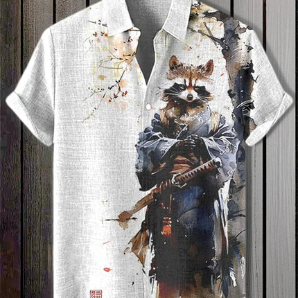 Hawaiian Casual Shirt Men's Summer 3D Wave Print Retro Short Sleeved Linen Top Suitable for Clothing Tops