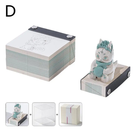 3D Notepad Cute Bunny 3D Memo Pad Animal Sticky Note Art Notes Block Office Accessories Birthday Gifts For Kids Friends