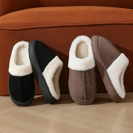 Asgard Plush Women Slippers Thick Sole Non-slip Outdoor Fuzzy Slides Winter New Fur Collar Cotton Shoes Winter Warm Home Slipper