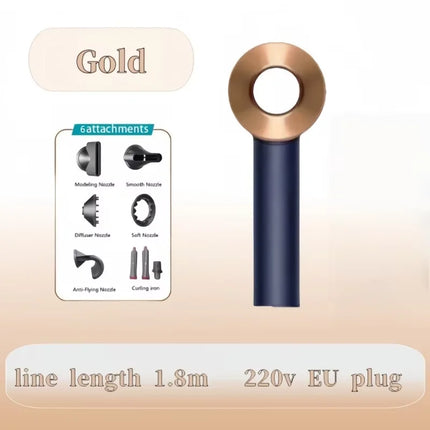 Professional negative ion hair dryer household high-speed bladeless constant temperature hair dryer quick-drying curling nozzle
