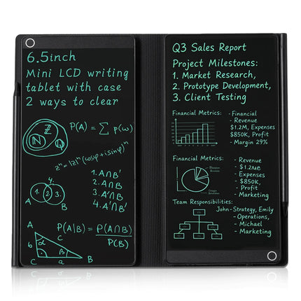 6.5" LCD Writing Tablet Full Screen Portable Digital Notepad, Lightweight Pocket Notebook, Ideal For Meeting Sketching Shopping