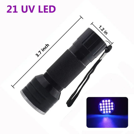 9/12/21 LED UV Pocket Flashlight Portable Pet Urine Stain Money Detection Torch Blacklight Emergency Ultraviolet Flashlight