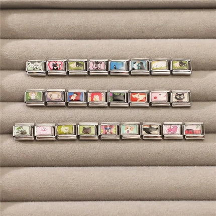 Y2K Cute Funny Sofa Cats Dogs Italian Charm Fit 9mm Stainless Steel Women DIY Bracelet Drop Shipping Fashion Jewelry Wholesale