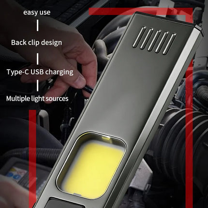 Ultra Thin Mini EDC Flashlight Magnetic LED Torch with Pen Clip USB Rechargeable Pocket Light for Outdoor Camping Hiking Carry