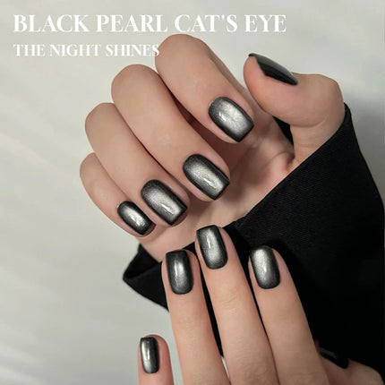 1pcs 12ML Winter 2026 New Black Glass Bead Pearl Cat's Eye Gel Nail Polish Hot Selling Black Nails Salon Use Nail Stuff