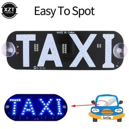 12V LED Car Taxi Indicator Windshield Lamp Taxi  Light License Plate Lamp Energy-saving Long-life Lamp USB Cable with Switch