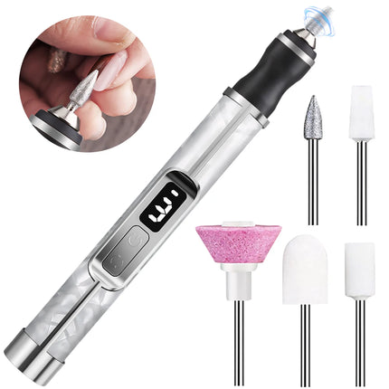 Rechargeable Electric Nail Drill Kit with 3 Modes and LED Display, Manicure Pedicure Polishing Grinding Machine for Gel Removal