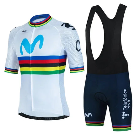 Movistar Pro Team Summer Cycling Jersey Suit Men's Breathable Mountain Bicycle Clothing Set Bike Mountain Maillot Ropa Ciclismo