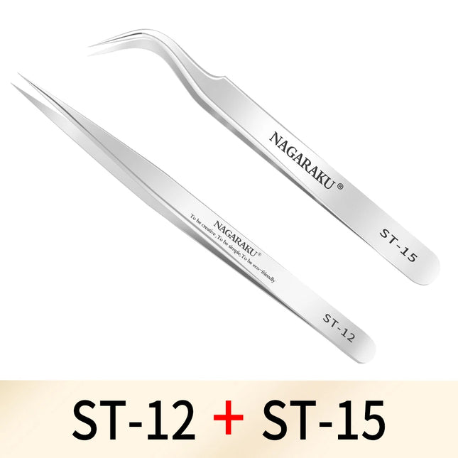 NAGARAKU Makeup Eyelashes 2pcs set N-01 N-02  Eyelashes Tweezers NH-12 NH-15  Accurate Lashes ST-12 ST-15  Pincet Stainless