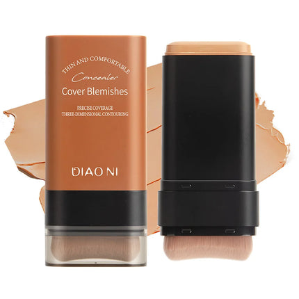 Long-Lasting Foundation Stick with Brush Concealer Brightening Skin Tone Makeup Replacement Beauty Blender for a Natural Look