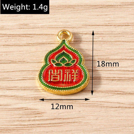 Tusember 10pcs Traditional Chinese Good Fortune Lucky Jade Charms Pendants for Jewelry Making Earrings Necklace Bracelet DIY