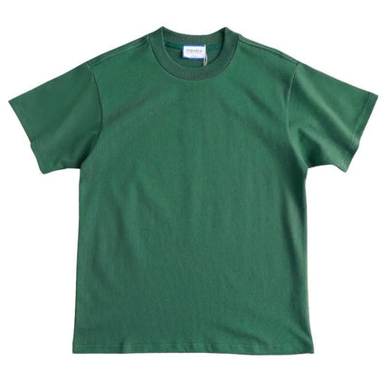 American Heavy 400g Short-sleeved T-shirt Men's Pure Cotton Loose Bottoming Shirt Round Neck Solid Color Long-sleeved Women