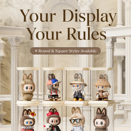 Clear Collectible Display Case for Labubu Dolls Acrylic Figure Box Dustproof Stackable Shelf Organizer(without dolls))
