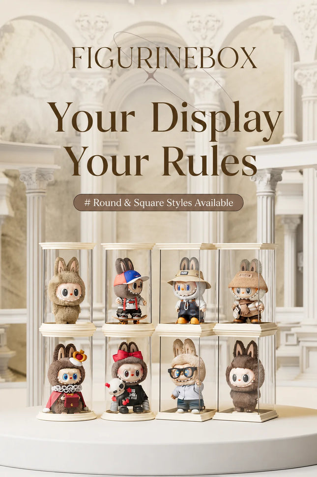 Clear Collectible Display Case for Labubu Dolls Acrylic Figure Box Dustproof Stackable Shelf Organizer(without dolls))