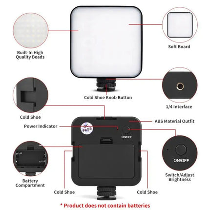 Mini LED Clip Video Light Portable Canon Camera Gopro Vlog Photographic Fill Light 5W 6500K for Tiktok Video Conference Selfie