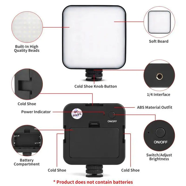 Mini LED Clip Video Light Portable Canon Camera Gopro Vlog Photographic Fill Light 5W 6500K for Tiktok Video Conference Selfie