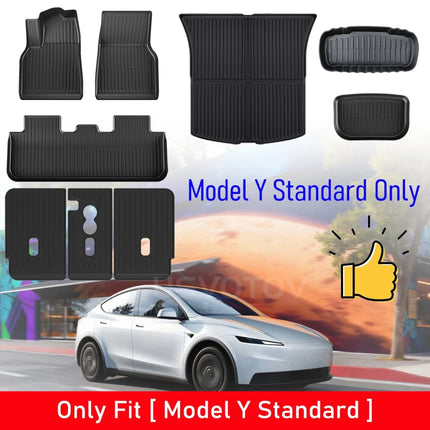 Floor Mats for Tesla Model Y Standard  2026 2025 Trunk Mat Cargo Liner Frunk Backrest Mats Accessories (Standard Models Only)