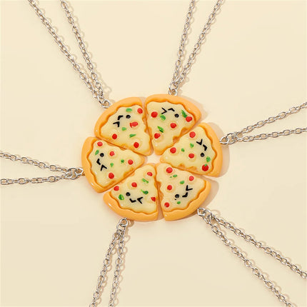 Cute Pizza Childhood Friendship Chain for Women Triangle Food Charms Necklace Best Friends Keychain BFF Jewelry Birthday Gifts