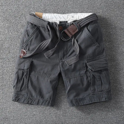 New 2025 Cotton Retro Summer Men's Outdoor Loose Multi-pocket Sports Camouflage Tooling Shorts Straight Medium Short Pants Man