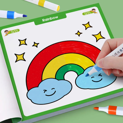 32 Pages Coloring Graffiti Drawing Book, Fun Symmetrical Drawing Book, Interesting Children's Half Coloring Book