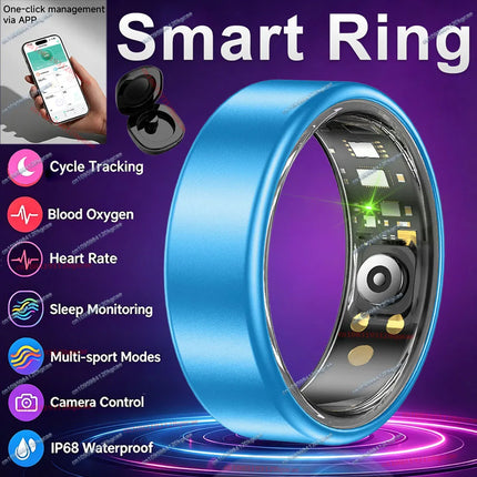 2026 New Smart Ring Heart Rate Blood Pressure Sleep Monitoring Motion Tracking IP68 Waterproof Men Women Smart Ring Holiday Gift