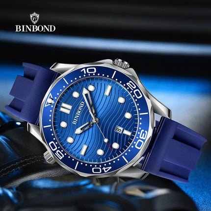 BINBOND Brand New Fashion Ultra-thin Sea Horse Series Men's Business Quartz Watches Waterproof Luminous Sports Casual Men's Watch