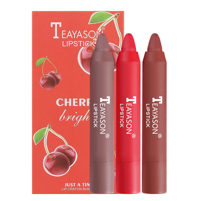 Matte Lipstick Set 3pcs Waterproof Long Lasting Velvet Nude Red Tint Natural Makeup Cosmetic Beauty Sexy Pen