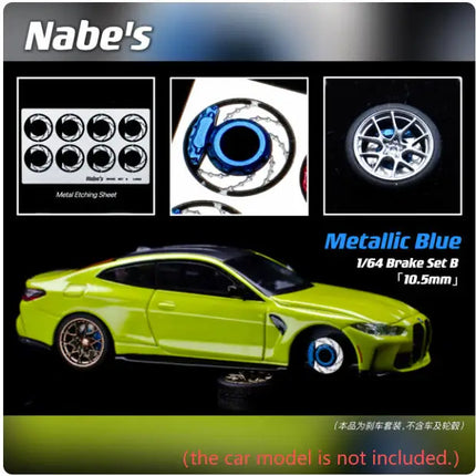 1/64 Chika Nabes Wheels or Brake Caliper 8.9mm 9.7mm 10.5mm Model Car Tires Rim Work S1 VSXX for 1:64 HW Tomy Mini GT Alloy Cars