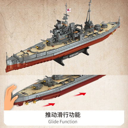 2277PCS Military World War II Warship Battle Boat Building Blocks Sets The Elizabeth Class Battleships Bricks Toy For Kids Gitfs