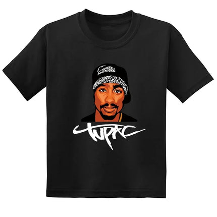Hip Hop Festival Rapper 2pac Kids Men's Fashion Children T Shirt Tupac Thug Life Clothes Girls Boys Women Summer Black T-Shirt