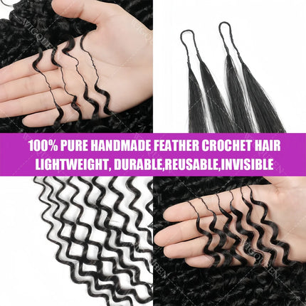 Blonde Feather Crochet Bundles Human Hair Miracle Knots Deep Wave Extensions Lightweight Pre Separated Crochet Hair For Braids