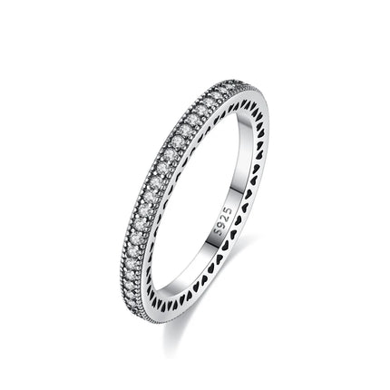 Original 925 Sterling Silver Ring Love Heart Wishbone Moon Sun Rings Crystal Rose Gold For Women Wedding Gift Luxury Jewelry