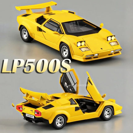 1:24 Countach LP500S REVUELTO Model Toy Supercar Alloy Diecast Sound Light Pull Back Doors Opened Mini Sports Car for Kids Gifts