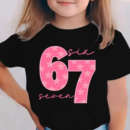 Funny Six Seven Italian Brainrot 67 Number Graphic Print T-Shirt Boy/Girl Summer Short Sleeved Kids Loose Comfortable Tshirt Top