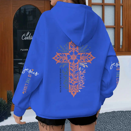 Vintage Flower Cross Graphic Christianity Hoodies Women Jesus Bible Verses Y2K Hoodie Casual Fashion Long Sleeve