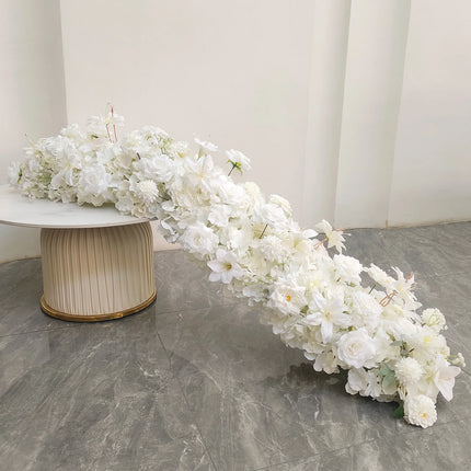 Uflower 100/200cm Flower Row Runner Artificial Flowers Table Centerpiece Wedding Decoration Flowers Backdrop Wall Arches Decor