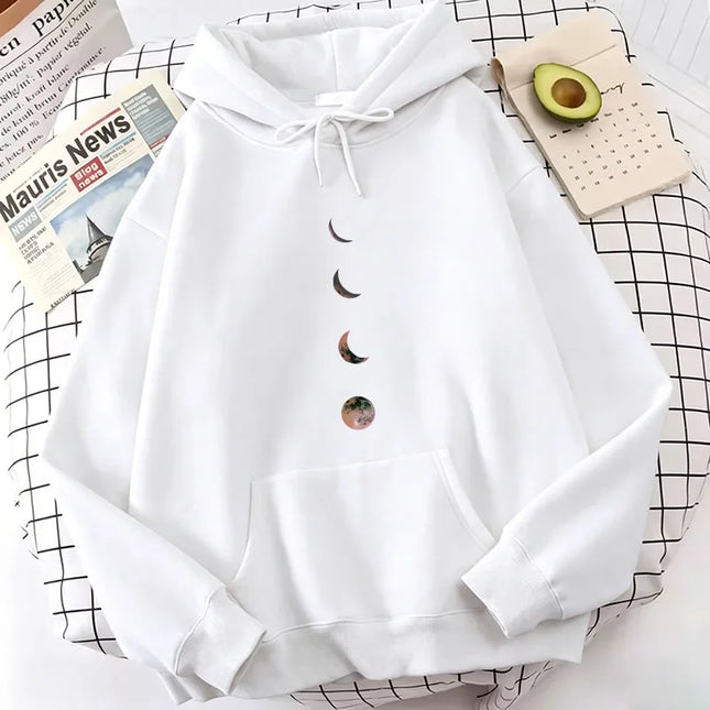 Harajuku Fashion Men Women Moon Print Hoodies Spring Autumn Winter Casual Hoodies Sweatshirts Tops Hoodie Sweatshirt