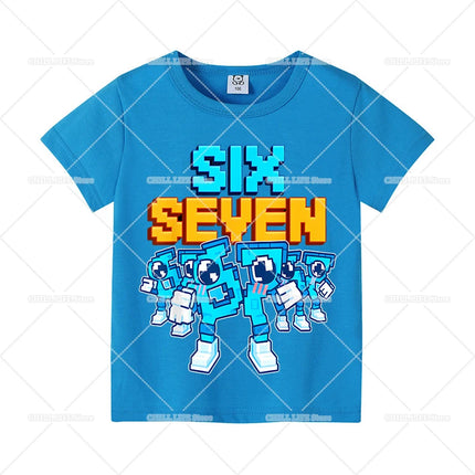 Steal A Brainrot Children Short Sleeves T-Shirts Cartoon 67 Six Seven Tops Shirts Game Cute Girls Boys Kids Summer Clothes Gift