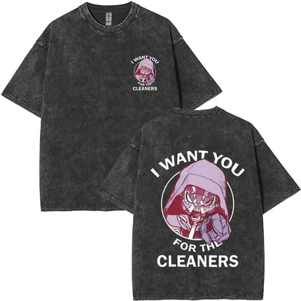 Washed Vintage Anime Gachiakuta Rudo Enjin Zanka Riyo Face Graphic T-shirt Men Women Casual Cartoon Manga Short Sleeve T-shirts